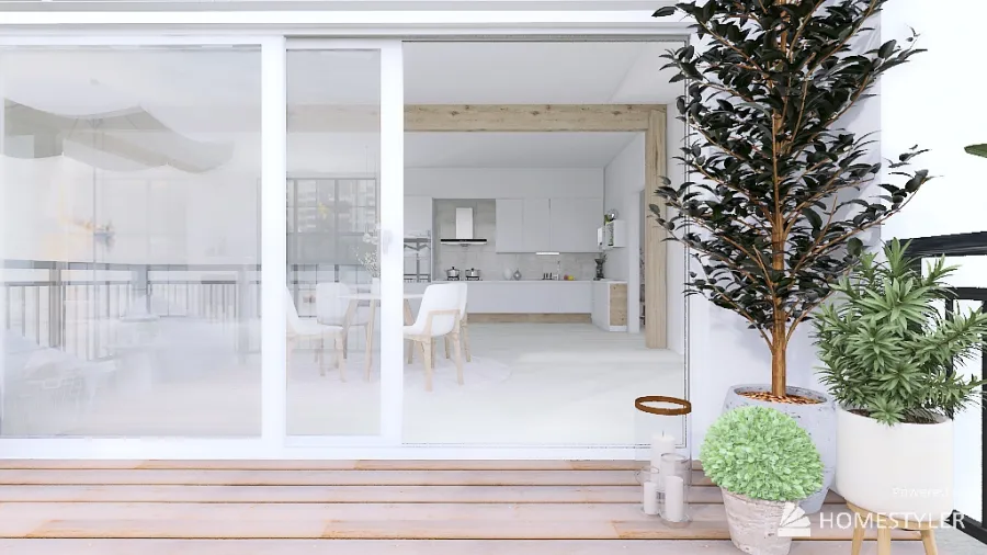 Scandinavian Attic Studio Apartment 3d design renderings