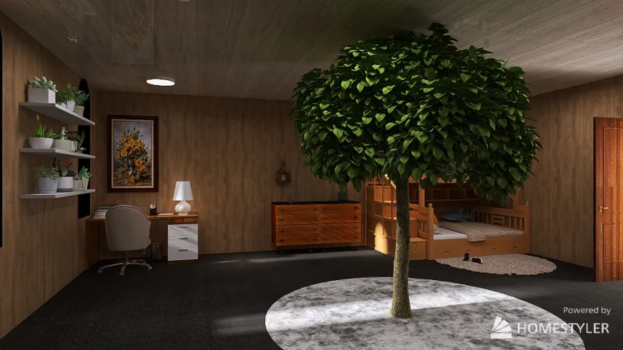 Rural Wood Cabin In the Mountains 3d design renderings