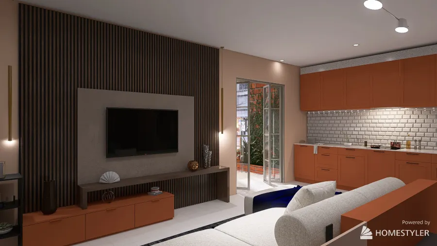 Open plan living space 3d design renderings
