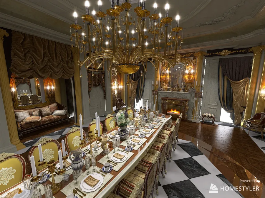 baroque dining room 3d design renderings
