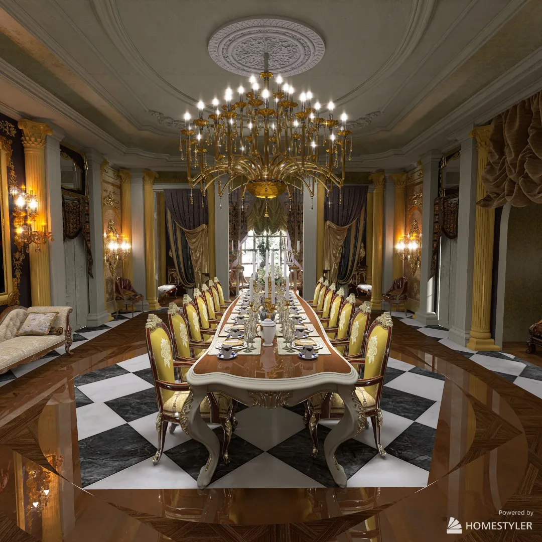 baroque dining room 3d design renderings