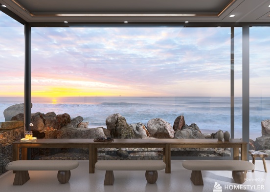 Casa sulla roccia vista Oceano Design Rendering