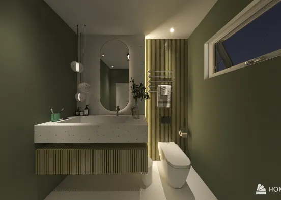 lavabo em verde oliva Design Rendering