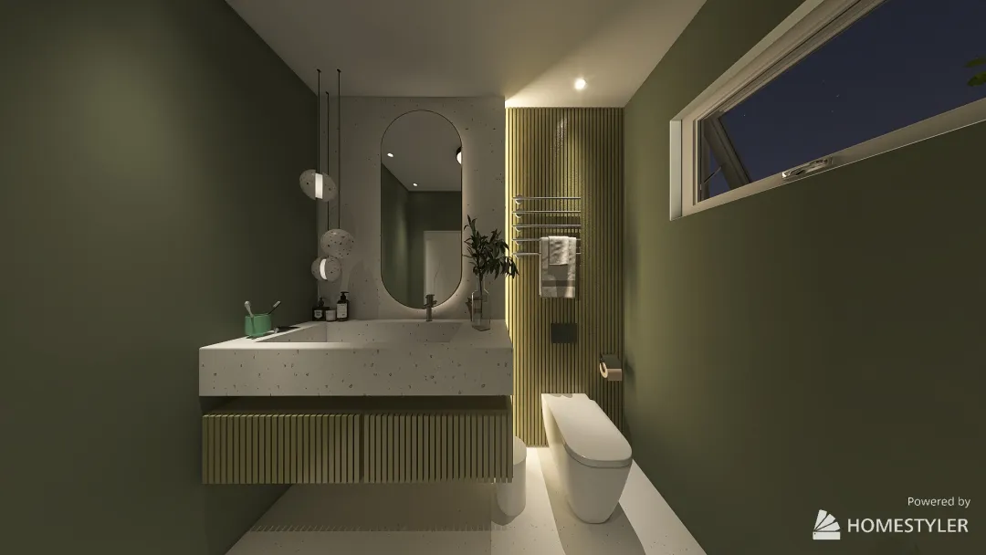 lavabo em verde oliva 3d design renderings