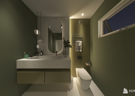 lavabo em verde oliva Design Rendering