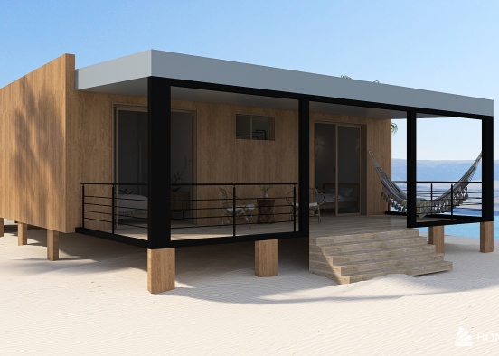 Small modern beach house Design Rendering