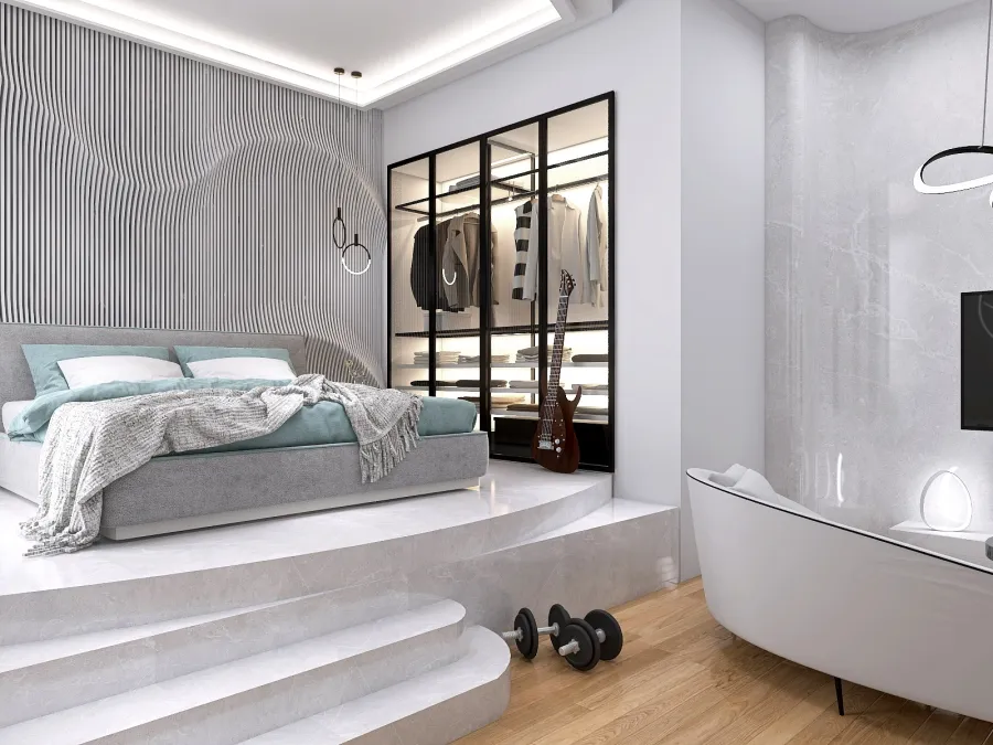 Futuristic teen bedroom 3d design renderings