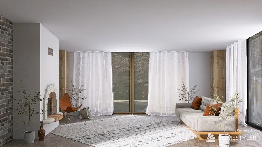 Rustic Minimalist Scandinavian Living Room 3d design renderings