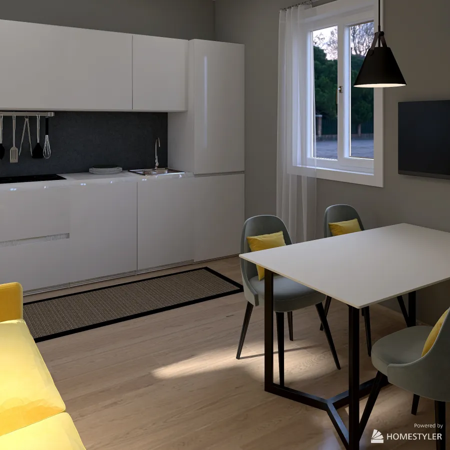Modern two-room apartment 3d design renderings