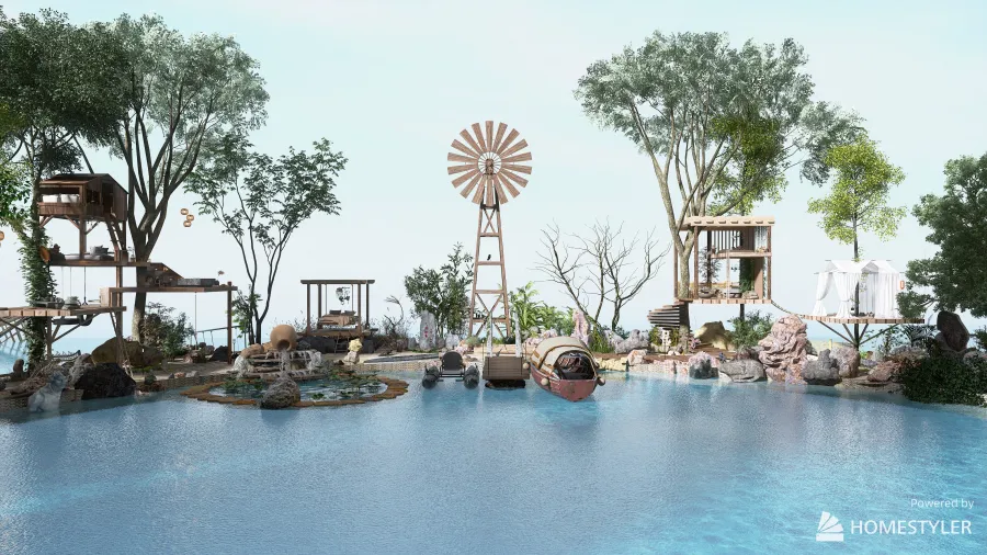 Waterworld dystopia 3d design renderings