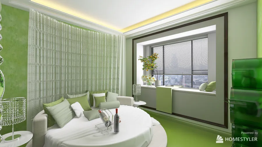 Bedroom green 3d design renderings