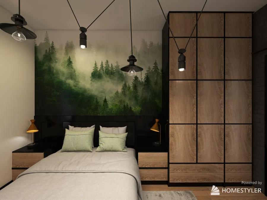 Sypialnia z łazienką 3d design renderings