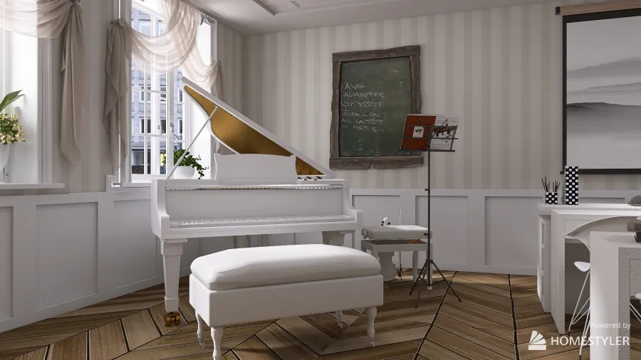 Music school - private conservatory 3d design renderings