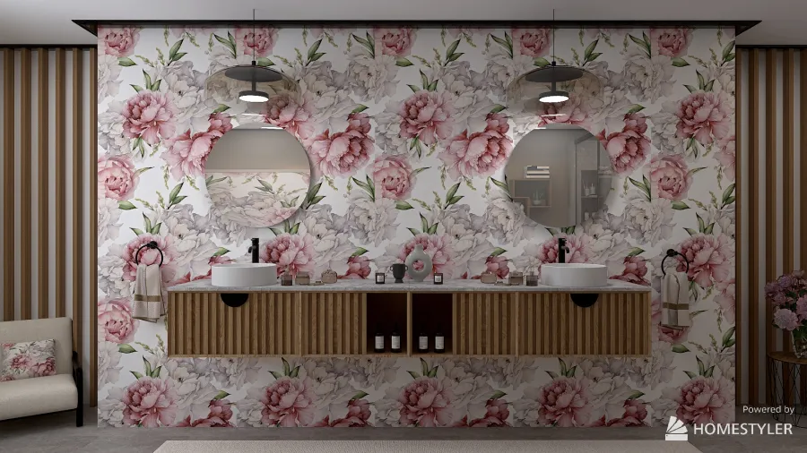 The floral bathroom 3d design renderings