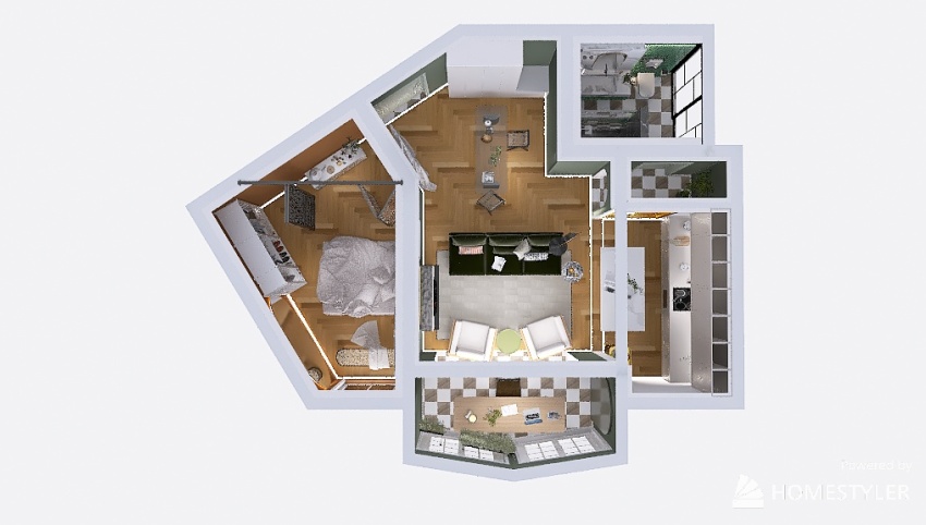Small Apartment. 3d design picture 61.24