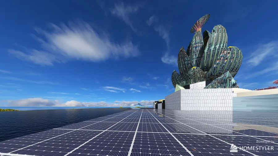 A floating mobile station for ocean pollution research. 3d design renderings