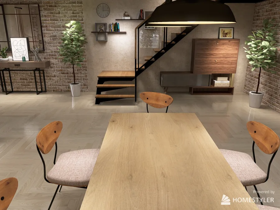 Living, Dining Rooms & Kitchen 3d design renderings