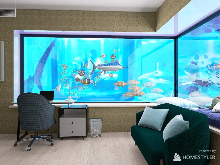 Underwater Hotel Room 3d design renderings