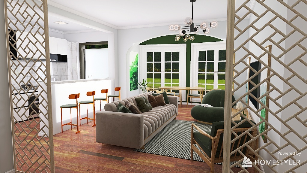 Living Room and entry 3d design renderings
