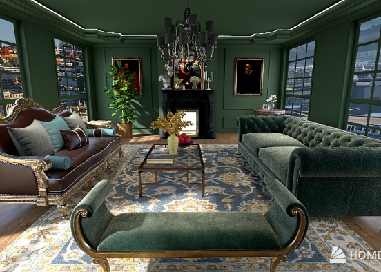victorian living room  Design Rendering