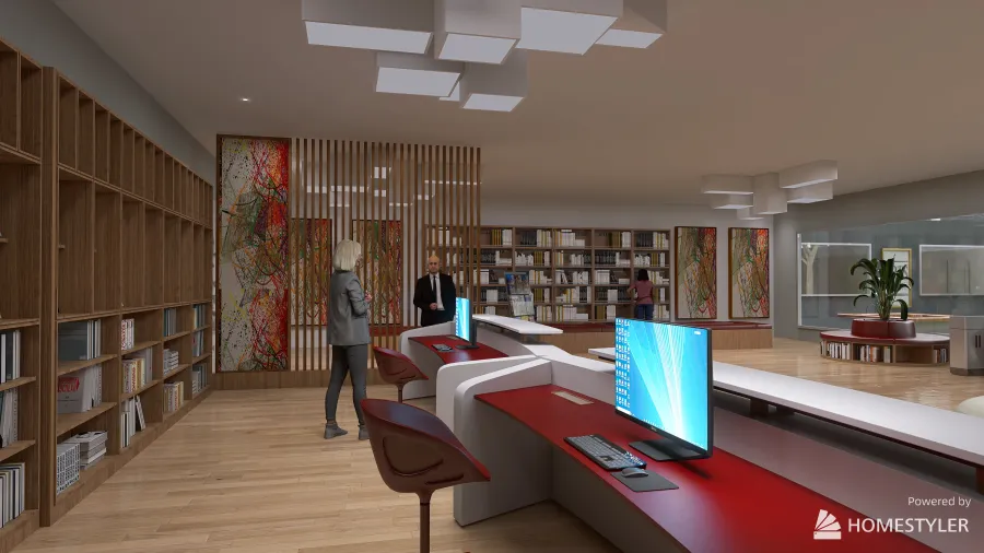 Reception & Library 3d design renderings