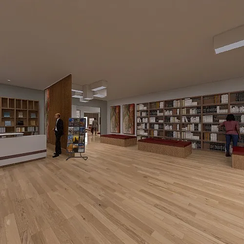 Reception & Library 3d design renderings