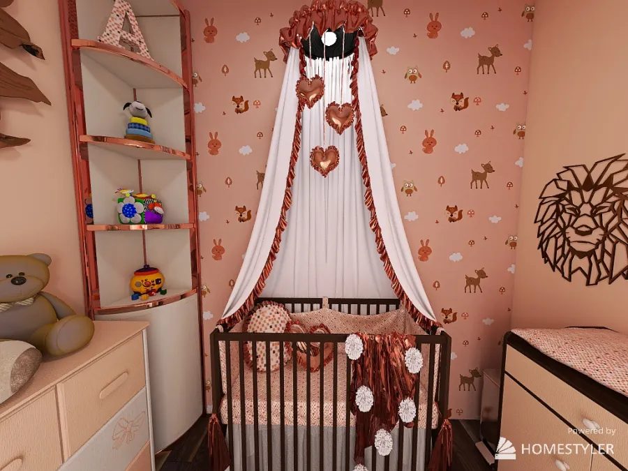 Baby Girl's Nursery 3d design renderings