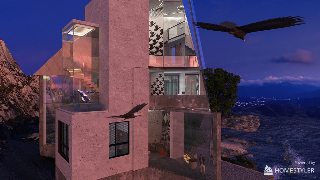 Modern lighthouse 3d design renderings