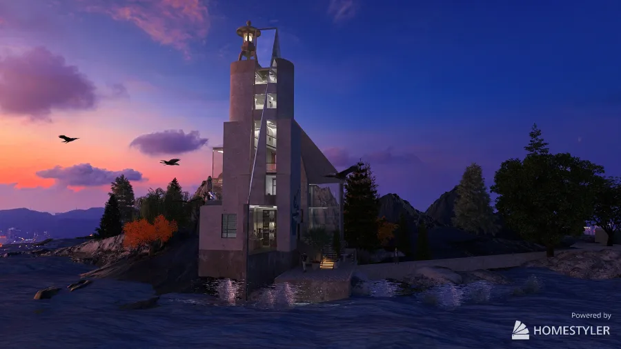 Modern lighthouse 3d design renderings