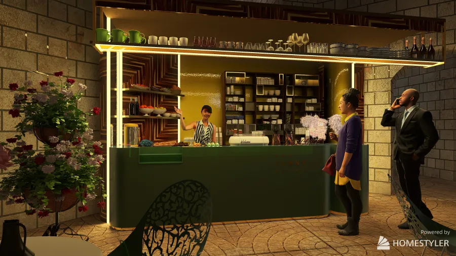 Coffeeshop 3d design renderings