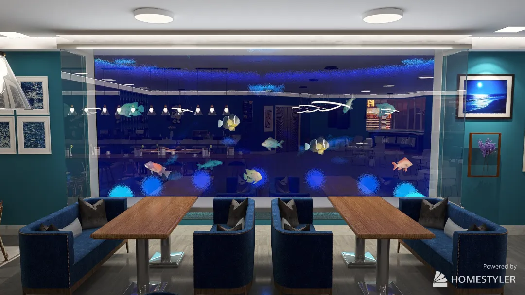 aquarium restaurant 3d design renderings