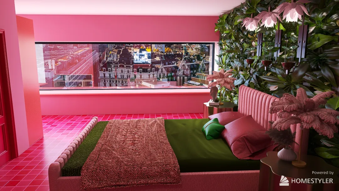 Habitacion rosa 3d design renderings