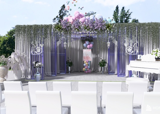 Outdoor Wedding Stage Design Rendering