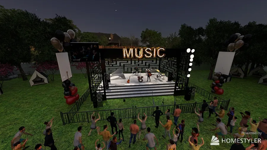 Opening of rest hotel and open-air concert 3d design renderings