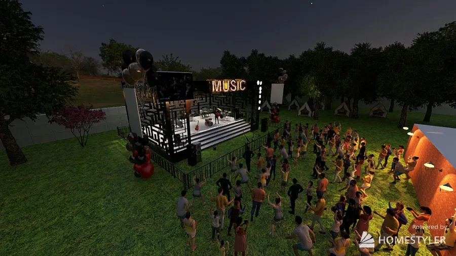 Opening of rest hotel and open-air concert 3d design renderings