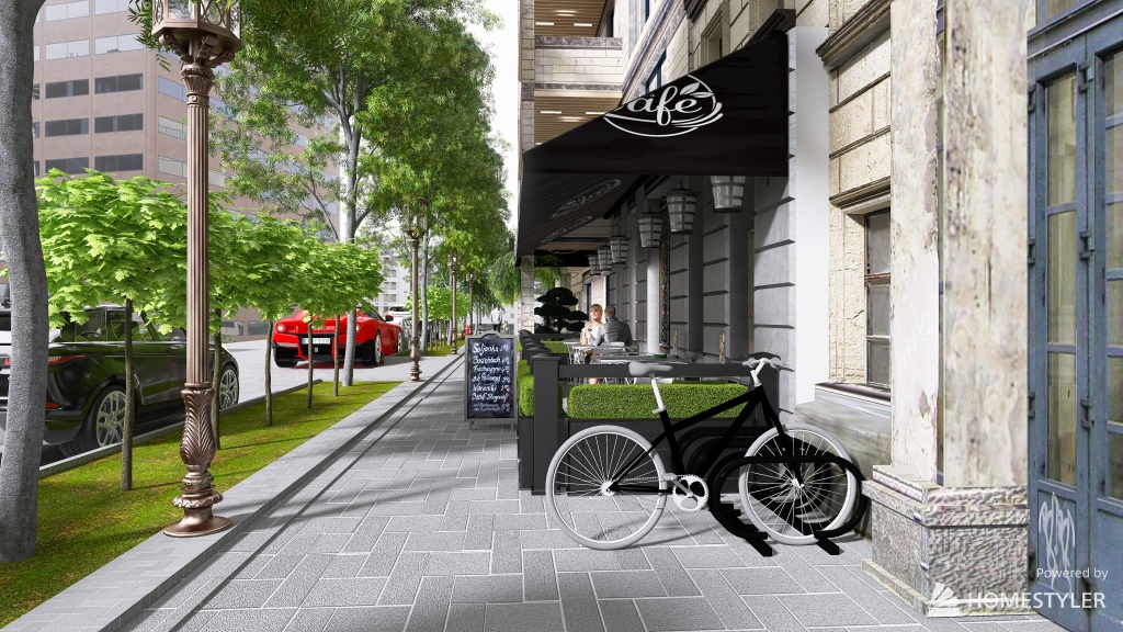 Mansard futuristic Scandinavian style. City 3d design renderings
