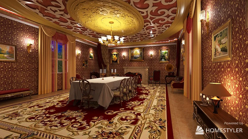 Ancient palace style room 3d design renderings