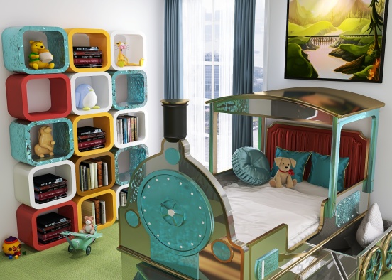 Child Bedroom - Railroad themed Design Rendering