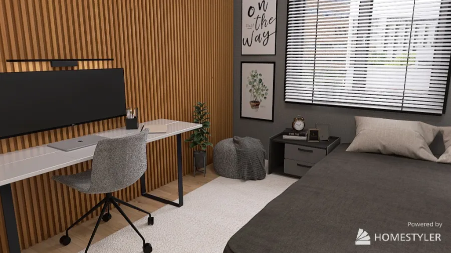 Student  Mordern Dorm Room 3d design renderings