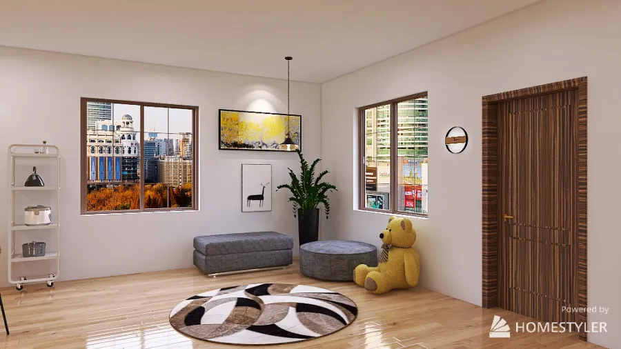 בית פרטי מודרני בצהוב וחום 3d design renderings