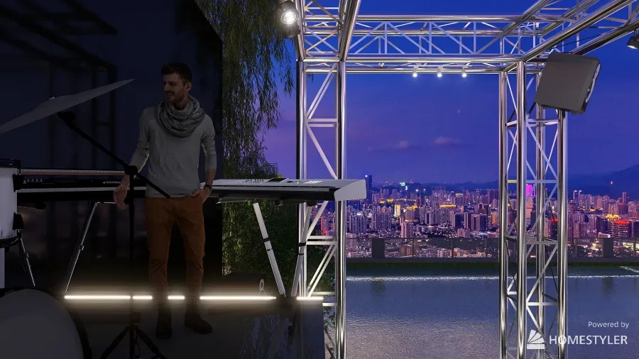 Rooftop Open Air Stage 3d design renderings