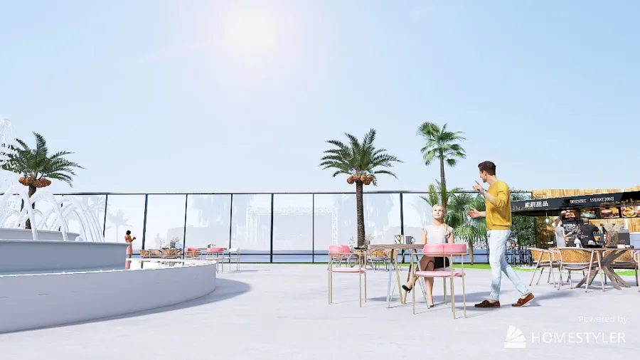 Rooftop Open Air Stage 3d design renderings