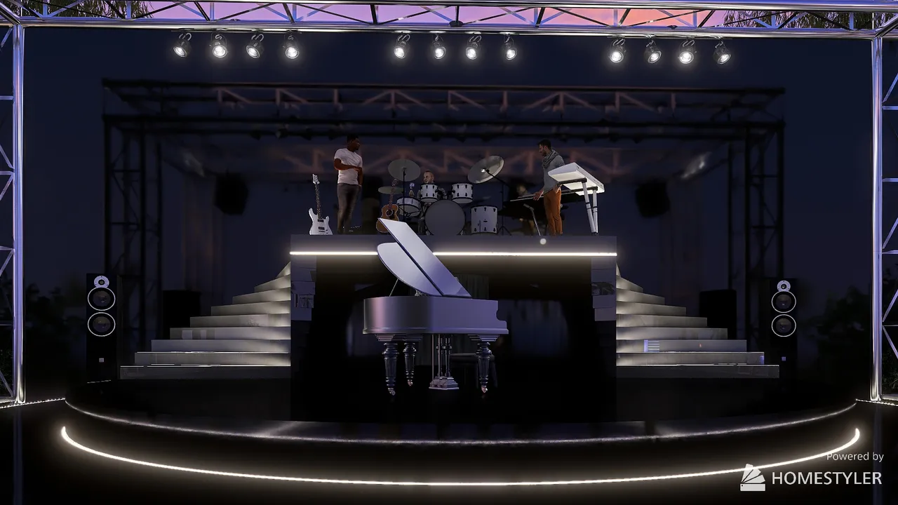 Rooftop Open Air Stage 3d design renderings