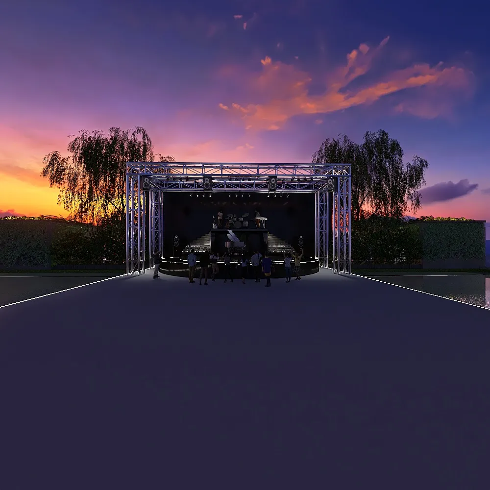 Rooftop Open Air Stage 3d design renderings