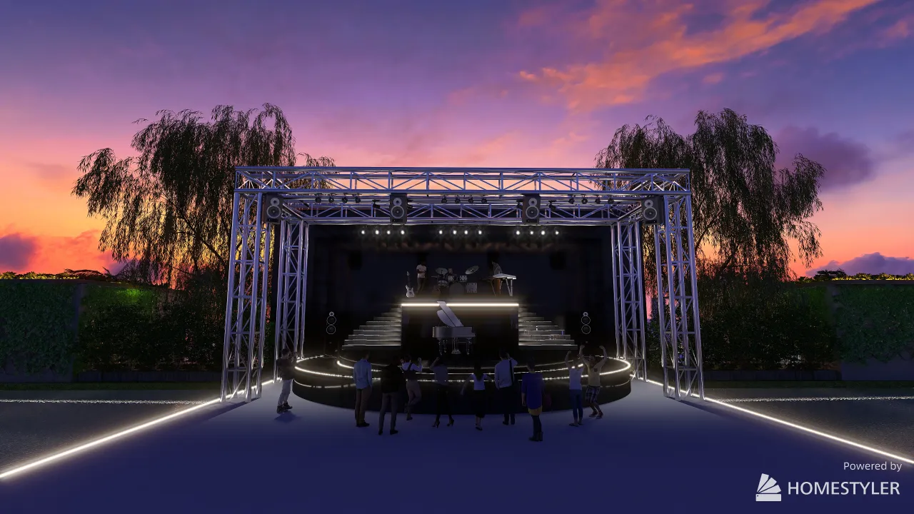 Rooftop Open Air Stage 3d design renderings