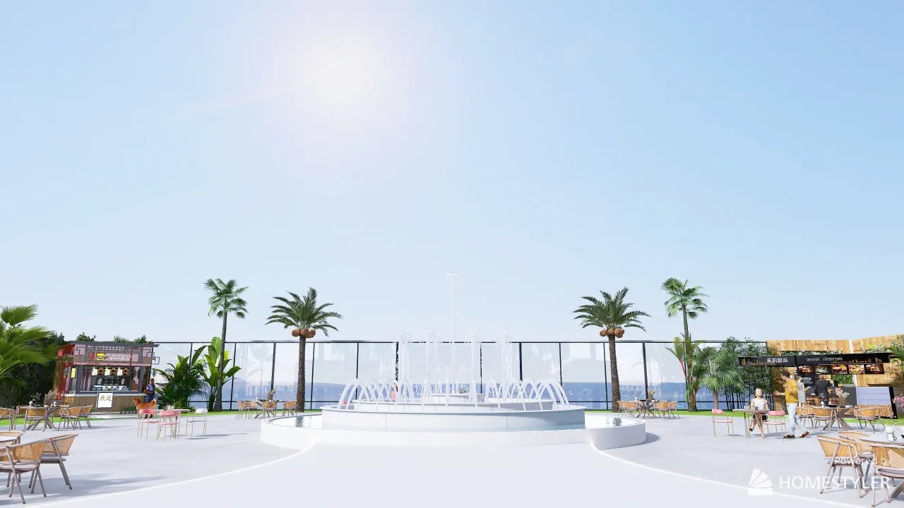 Rooftop Open Air Stage 3d design renderings