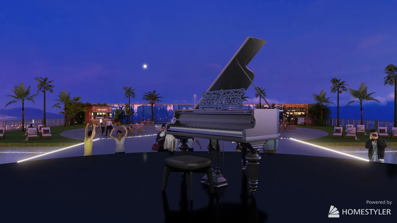 Rooftop Open Air Stage 3d design renderings