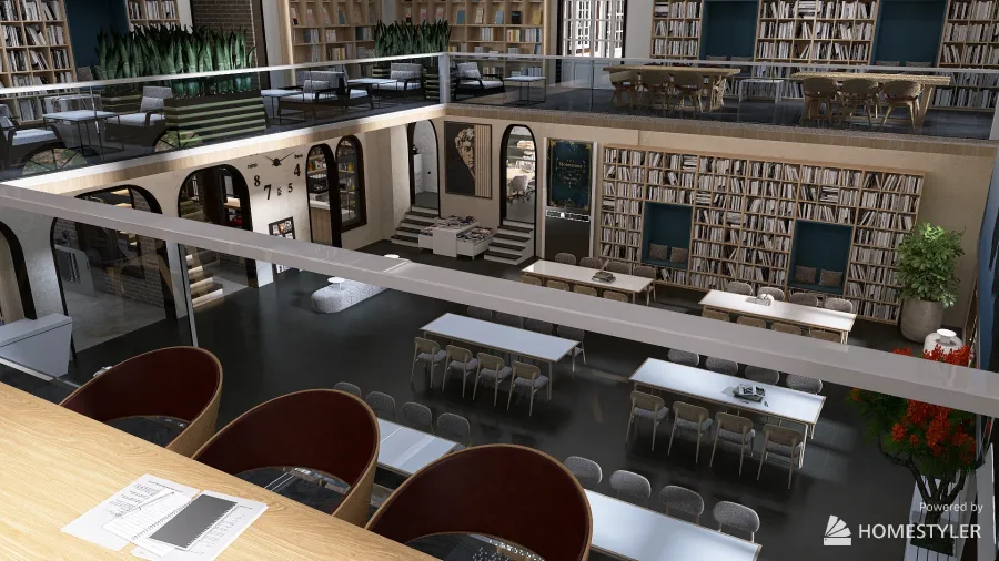 Library balkony 3d design renderings
