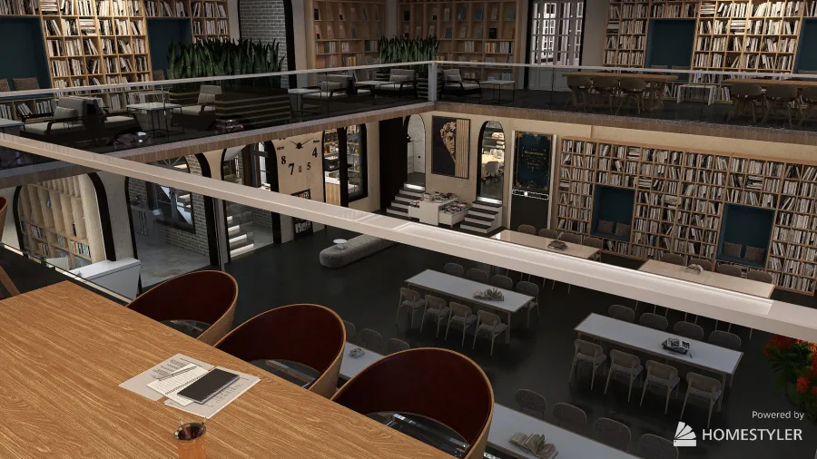 Library balkony 3d design renderings