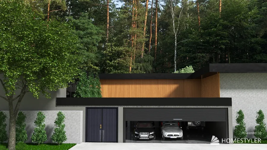 House With Dark Finishes 3d design renderings